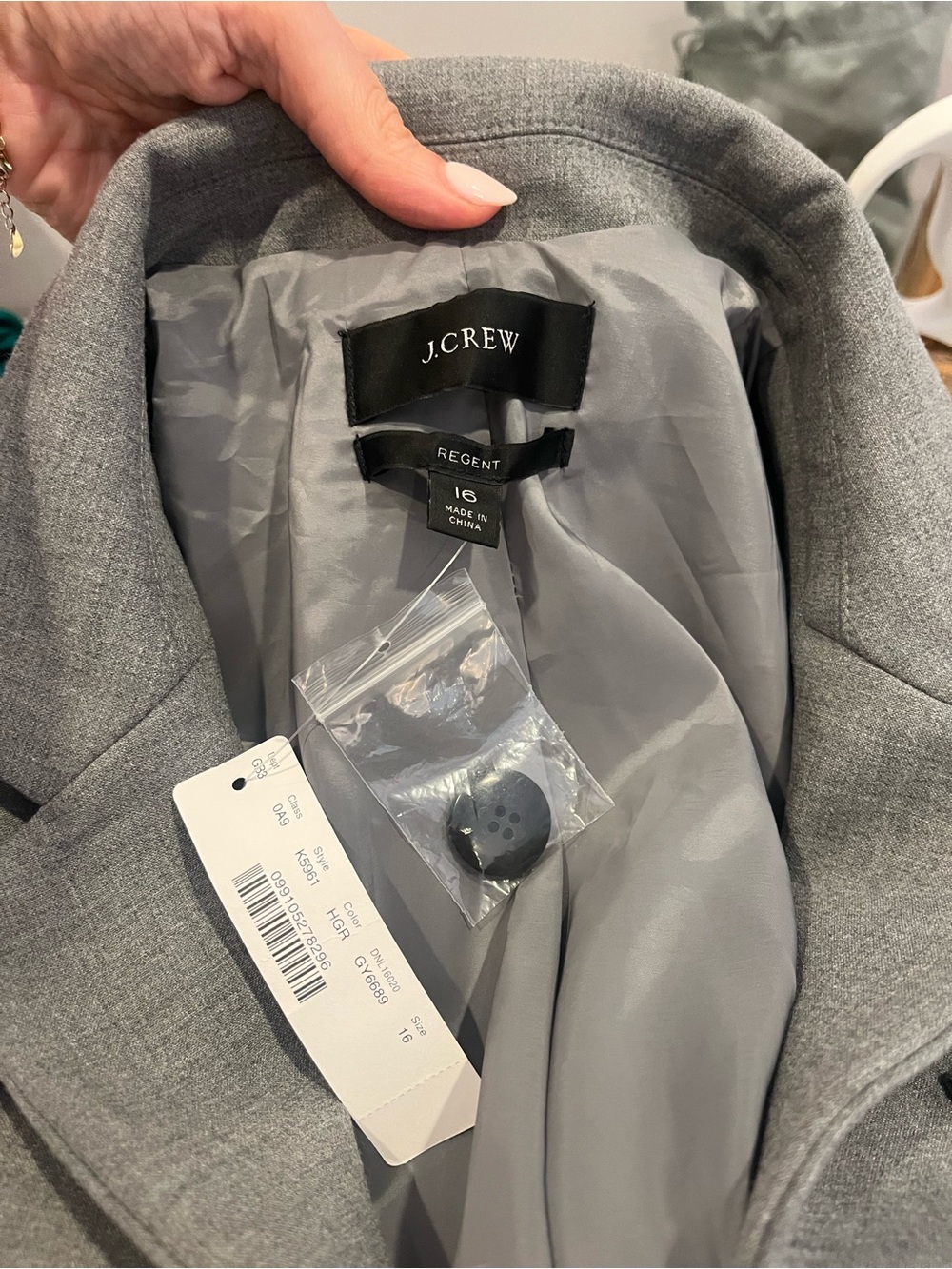 NWT J. Crew Gray Regent Blazer- size 16 - Picture 5 of 5